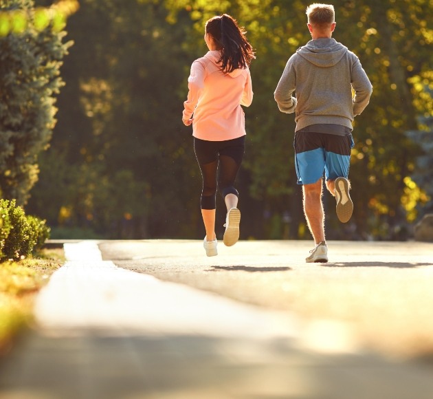 Two people jogging