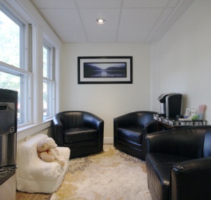 Comfortable chairs in dental office waiting room