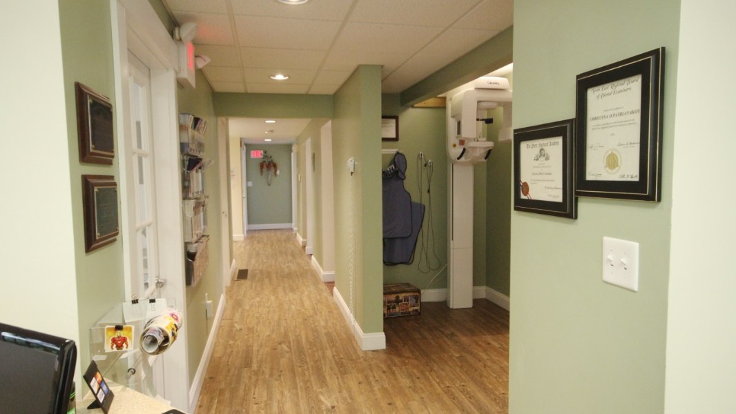 Hallway to dental treatment rooms