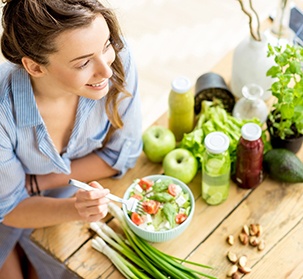 woman eating healthy food