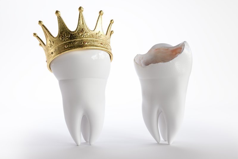tooth with a crown on it