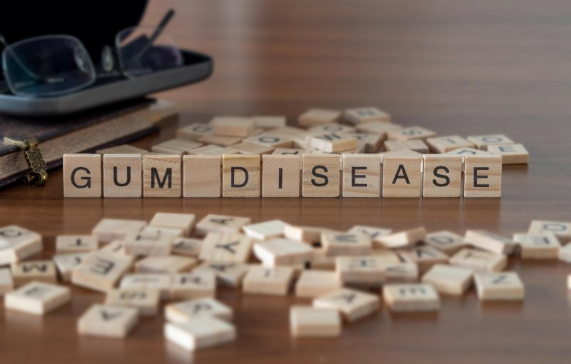 Gum disease spelled out in wooden blocks